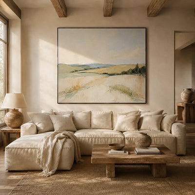 Pale Meadow Landscape Wall Art room scene 2 | Olyrel