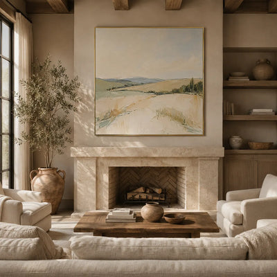 Pale Meadow Landscape Wall Art room scene 3 | Olyrel