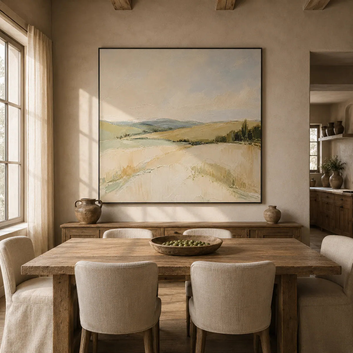 Pale Meadow Landscape Wall Art room scene 4 | Olyrel