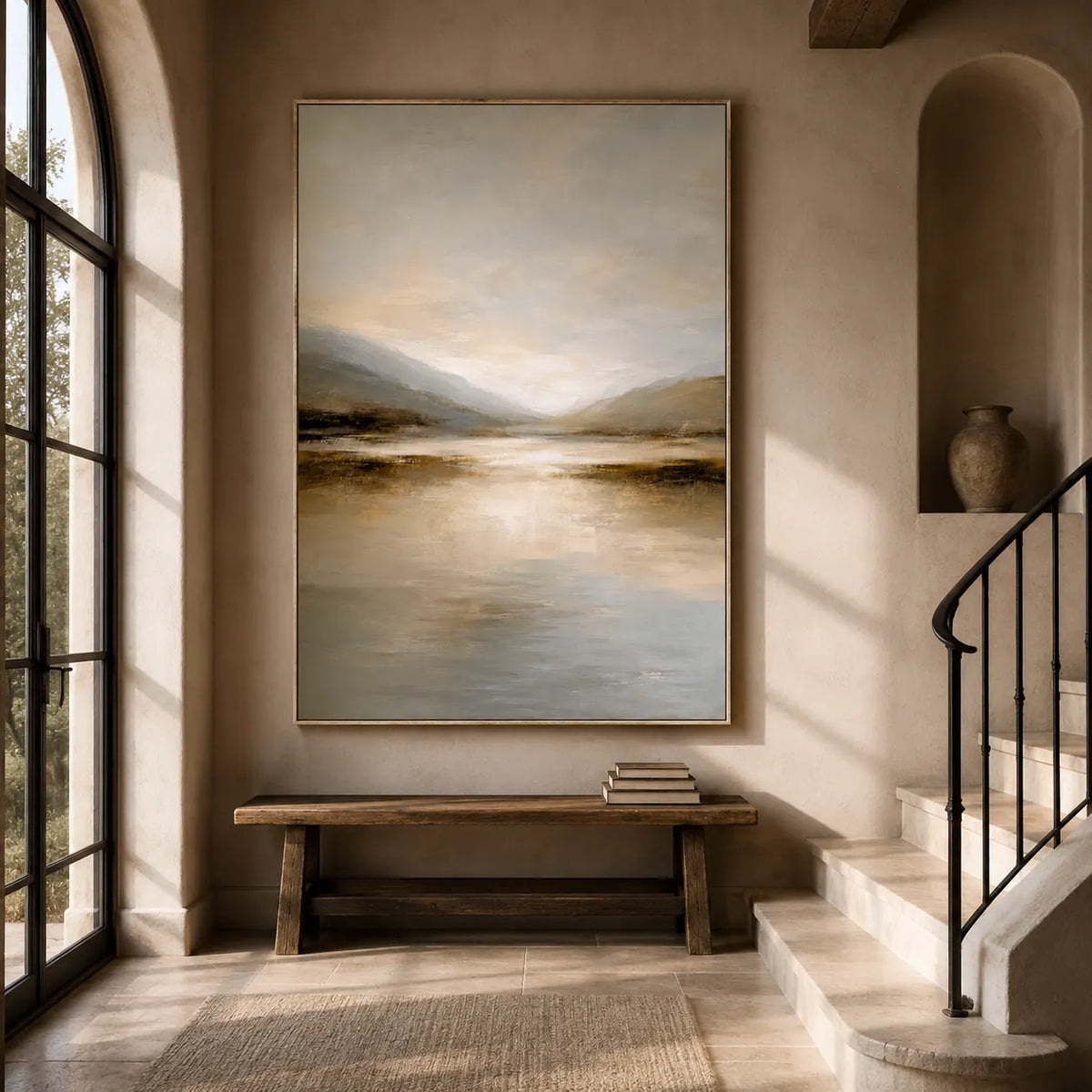 Dawn Estuary Landscape Wall Art room scene 4 | Olyrel