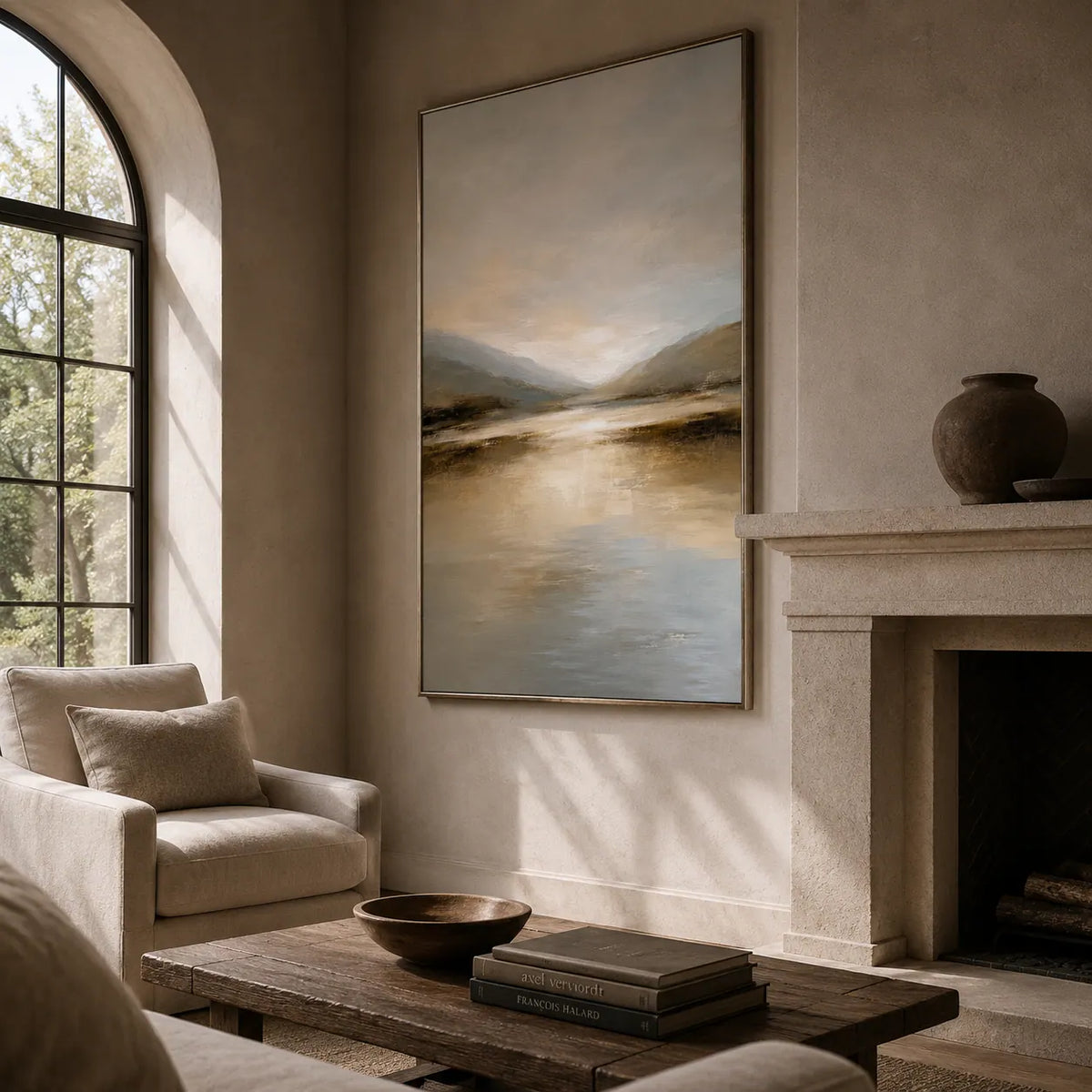 Dawn Estuary Landscape Wall Art room scene 5 | Olyrel