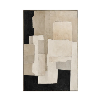 Ecru Blocks Abstract Wall Art | Olyrel