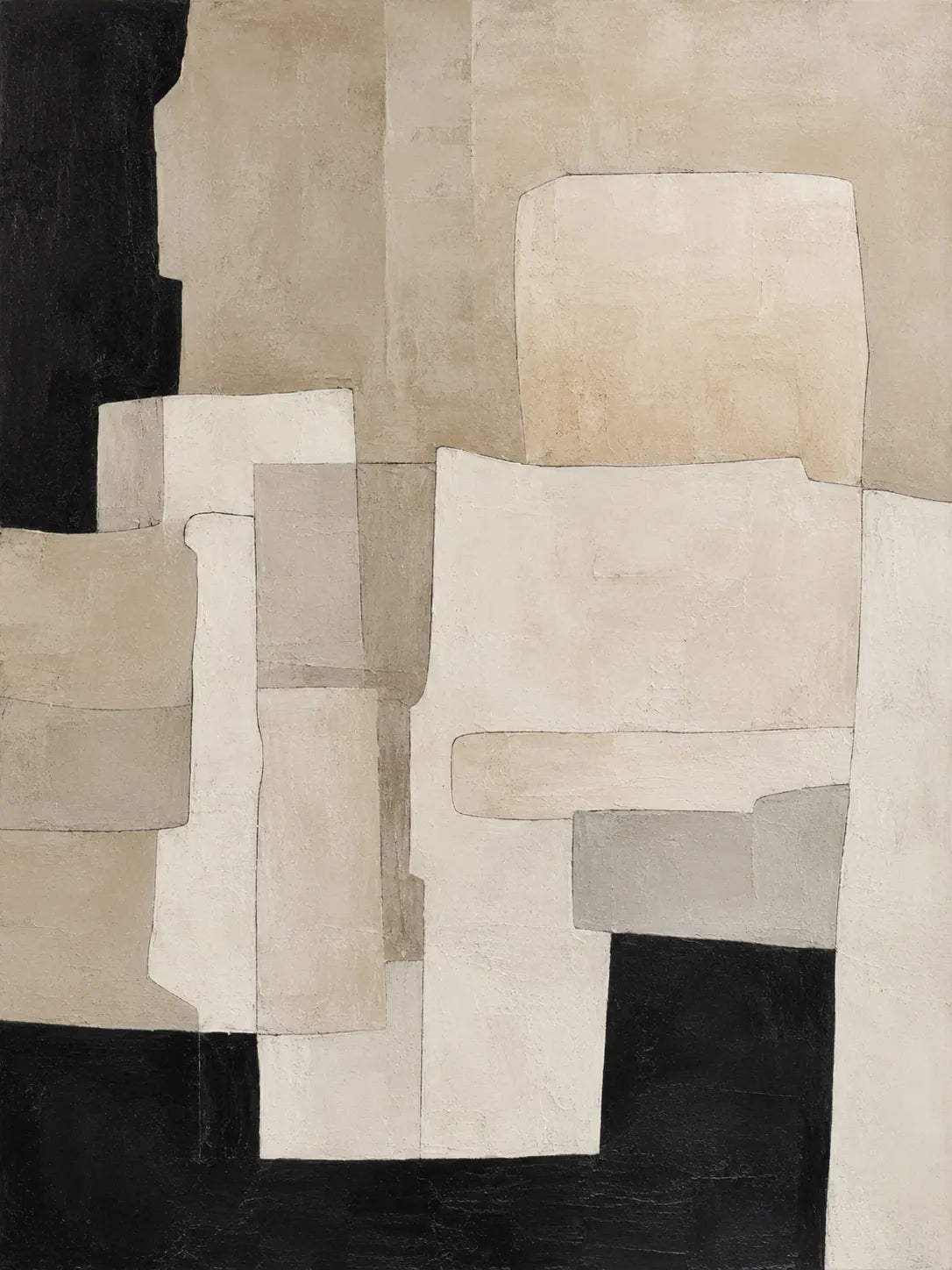 Ecru Blocks Abstract Wall Art room scene 1 | Olyrel