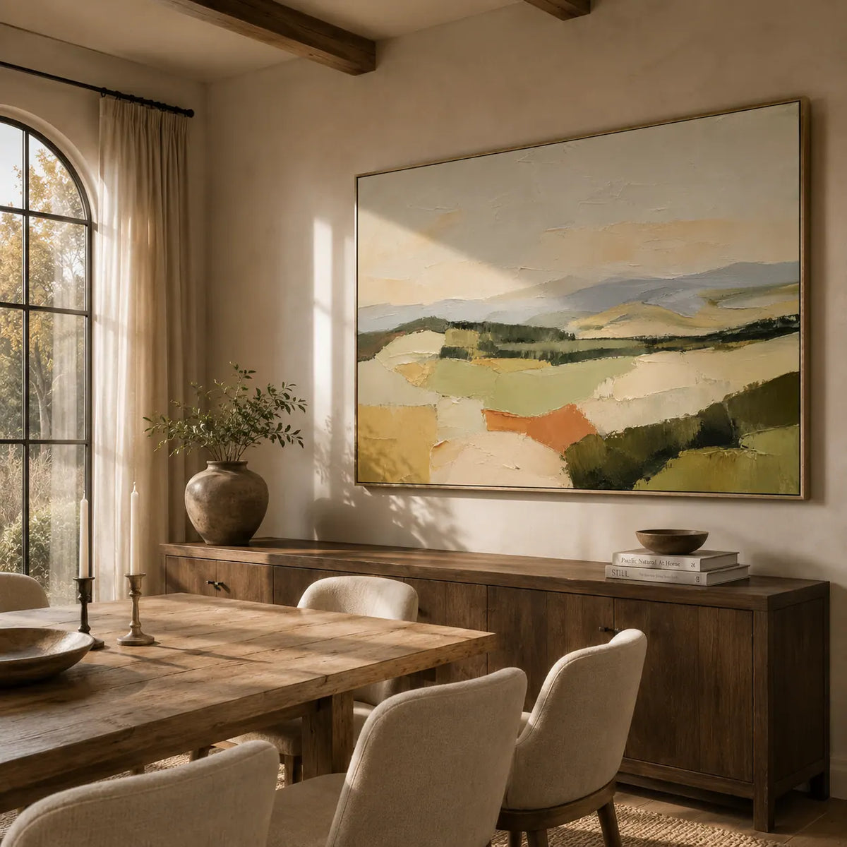 Patchwork Hills Landscape Wall Art room scene 3 | Olyrel