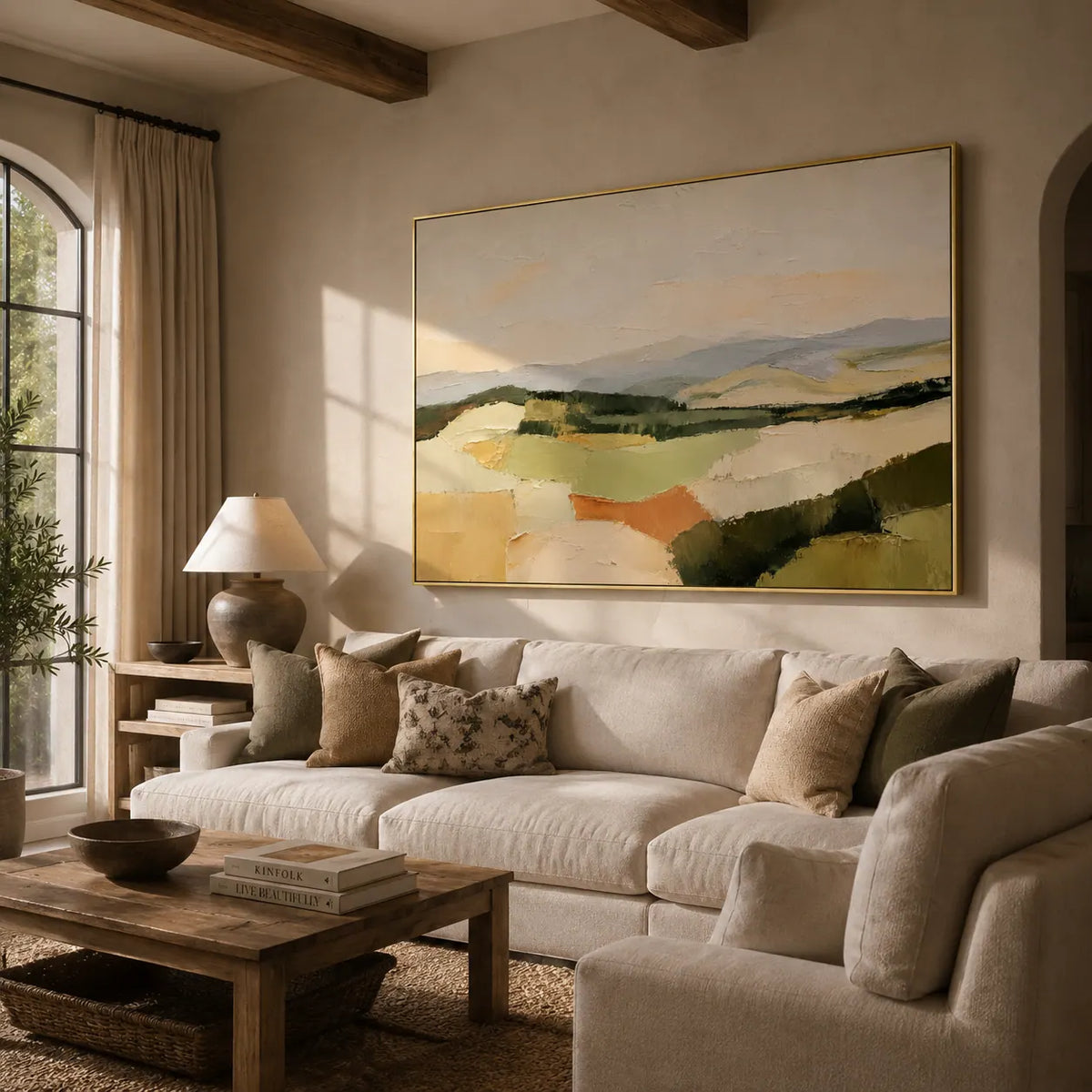 Patchwork Hills Landscape Wall Art room scene 4 | Olyrel