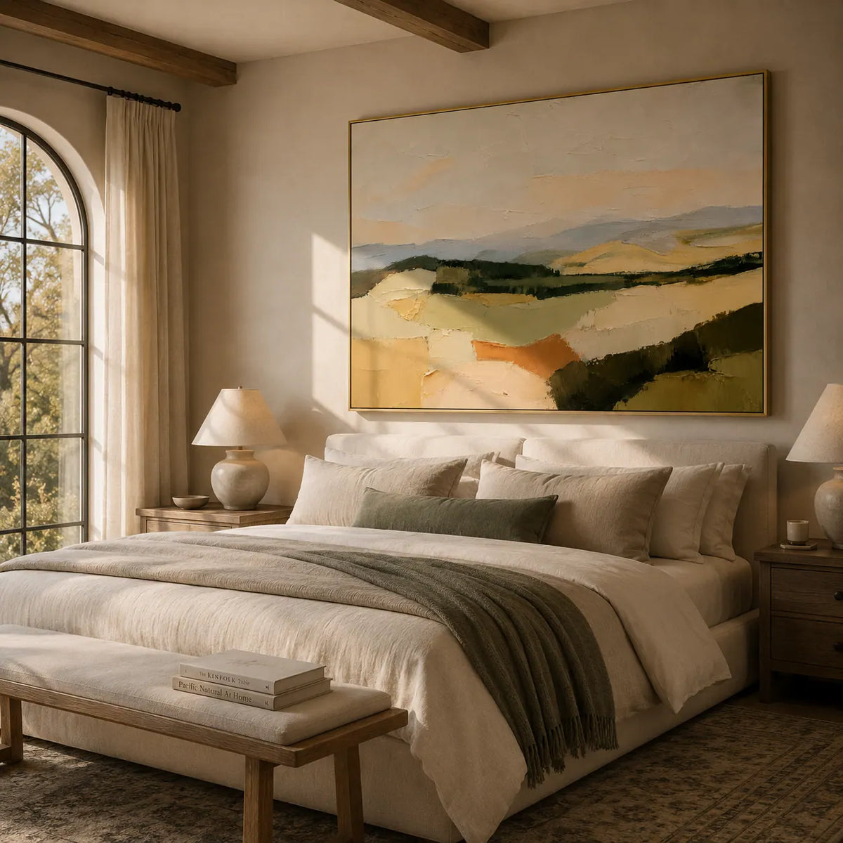 Patchwork Hills Landscape Wall Art room scene 5 | Olyrel