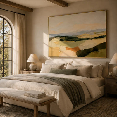 Patchwork Hills Landscape Wall Art room scene 5 | Olyrel