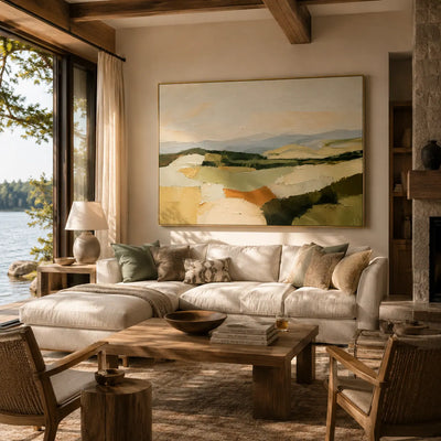 Patchwork Hills Landscape Wall Art room scene 6 | Olyrel