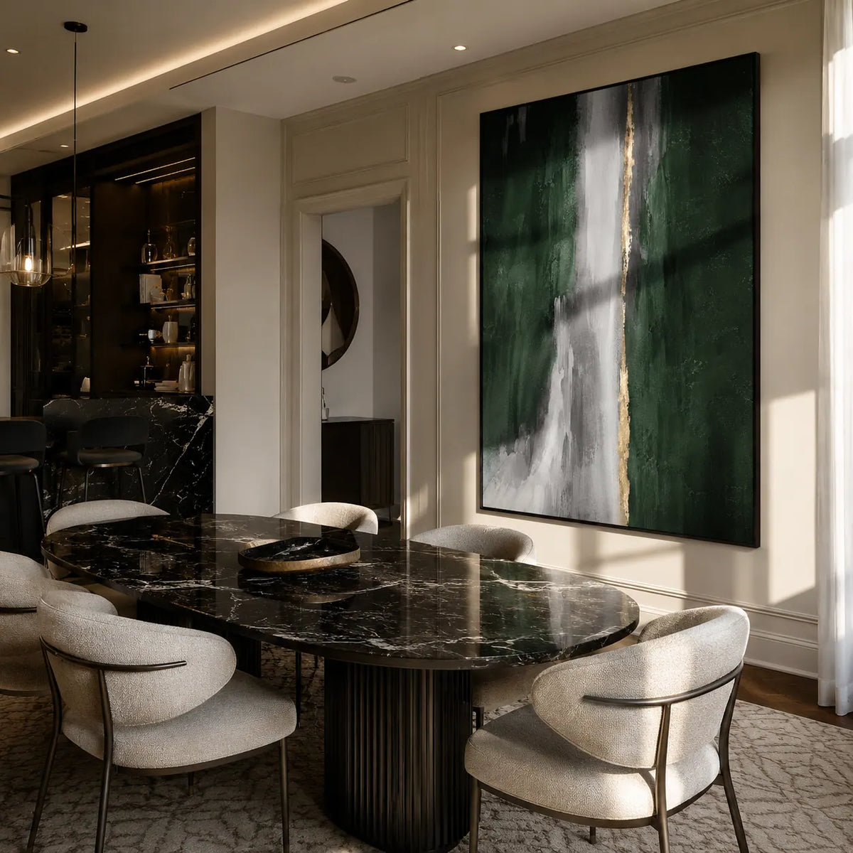 Verdant Cascade Abstract Wall Art room scene 6 | Olyrel