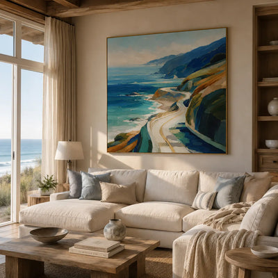 Coastal Road Landscape Wall Art room scene 2 | Olyrel