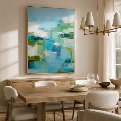 Aqua Passage Abstract Wall Art room scene 5 | Olyrel