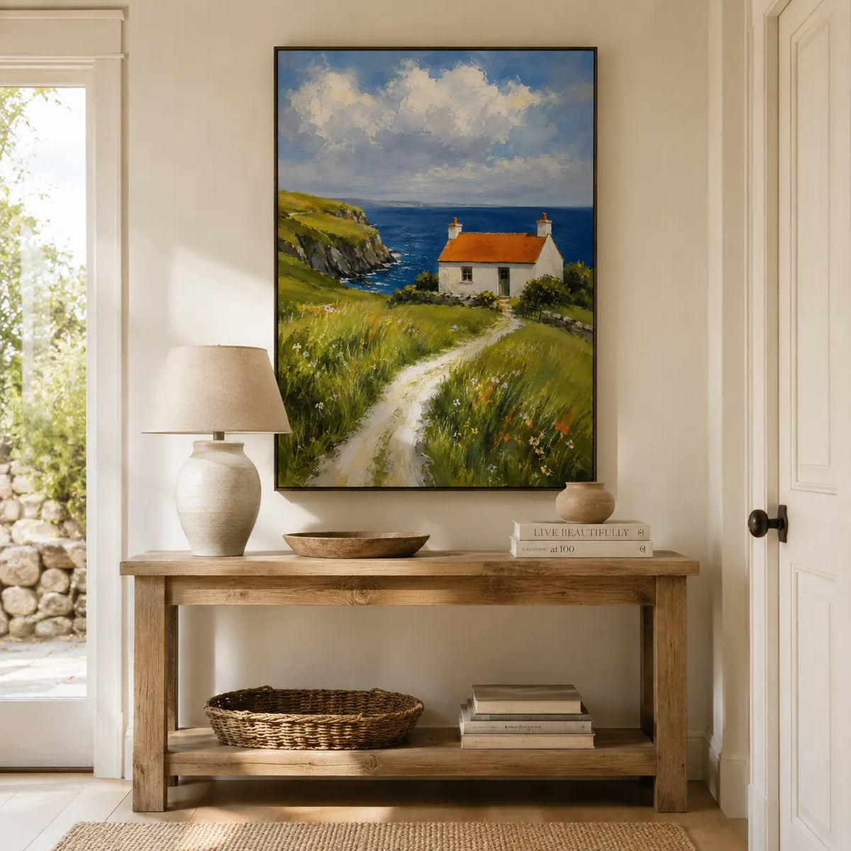 Hill Cottage Landscape Wall Art room scene 2 | Olyrel