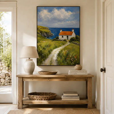 Hill Cottage Landscape Wall Art room scene 2 | Olyrel