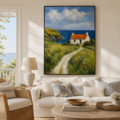 Hill Cottage Landscape Wall Art room scene 5 | Olyrel