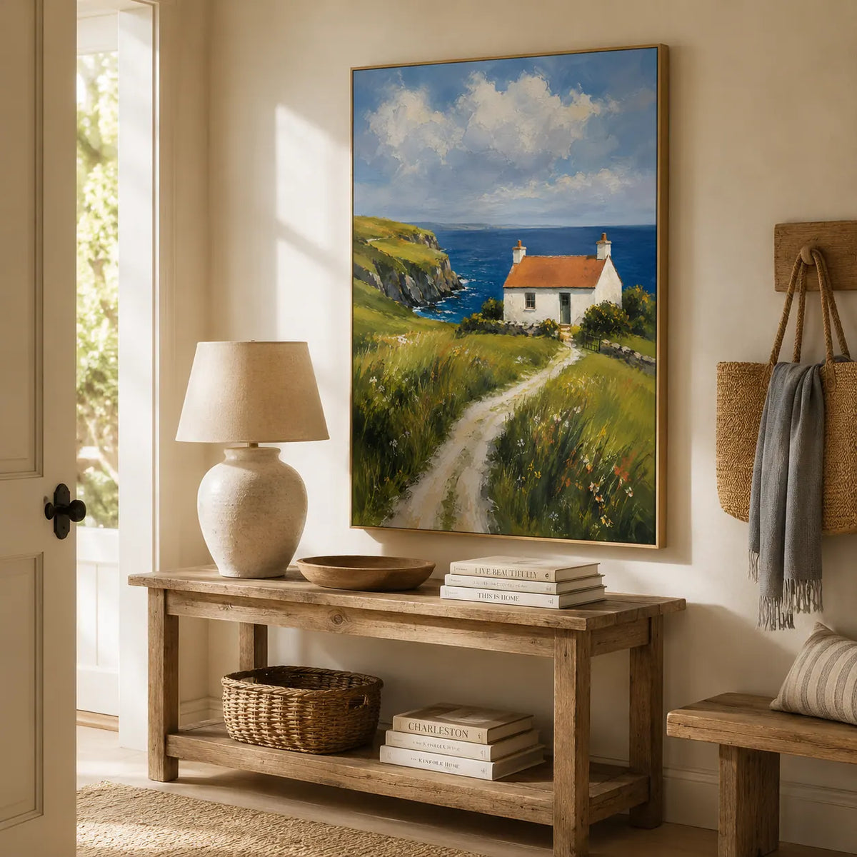 Hill Cottage Landscape Wall Art room scene 6 | Olyrel