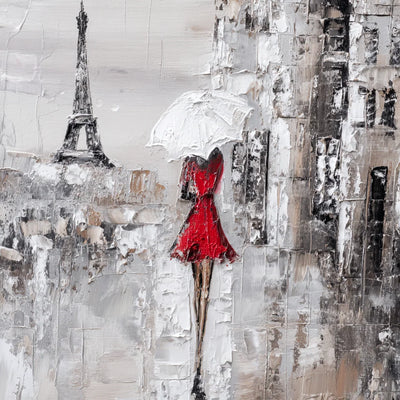 Original artwork view of Red Dress Paris Wall Art | Olyrel