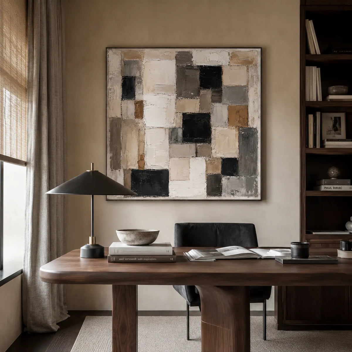 Neutral Mosaic Abstract Wall Art room scene 6 | Olyrel