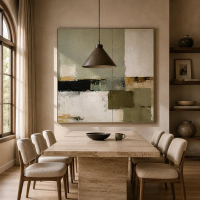 Sage Blocks Abstract Wall Art room scene 4 | Olyrel