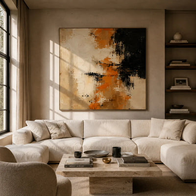 Ochre Drift Textured Wall Art room scene 2 | Olyrel