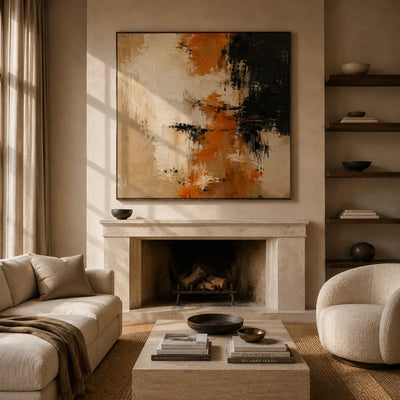 Ochre Drift Textured Wall Art room scene 4 | Olyrel
