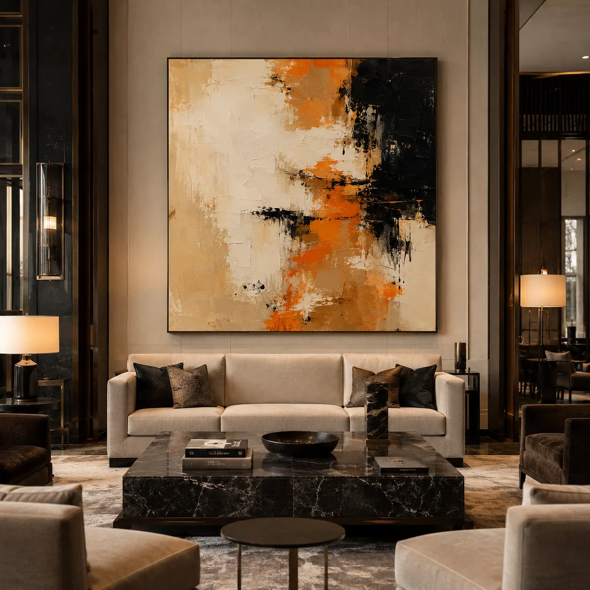 Ochre Drift Textured Wall Art room scene 6 | Olyrel