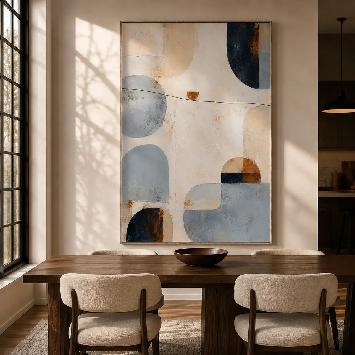 Soft Geometry Abstract Wall Art room scene 2 | Olyrel