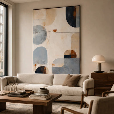 Soft Geometry Abstract Wall Art room scene 3 | Olyrel