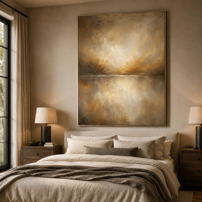 Golden Veil Textured Wall Art room scene 2 | Olyrel