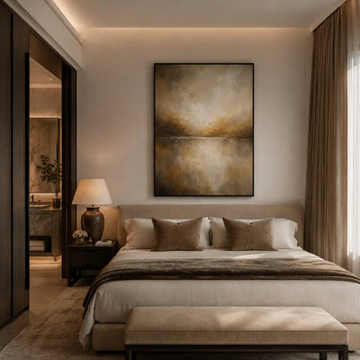 Golden Veil Textured Wall Art room scene 5 | Olyrel