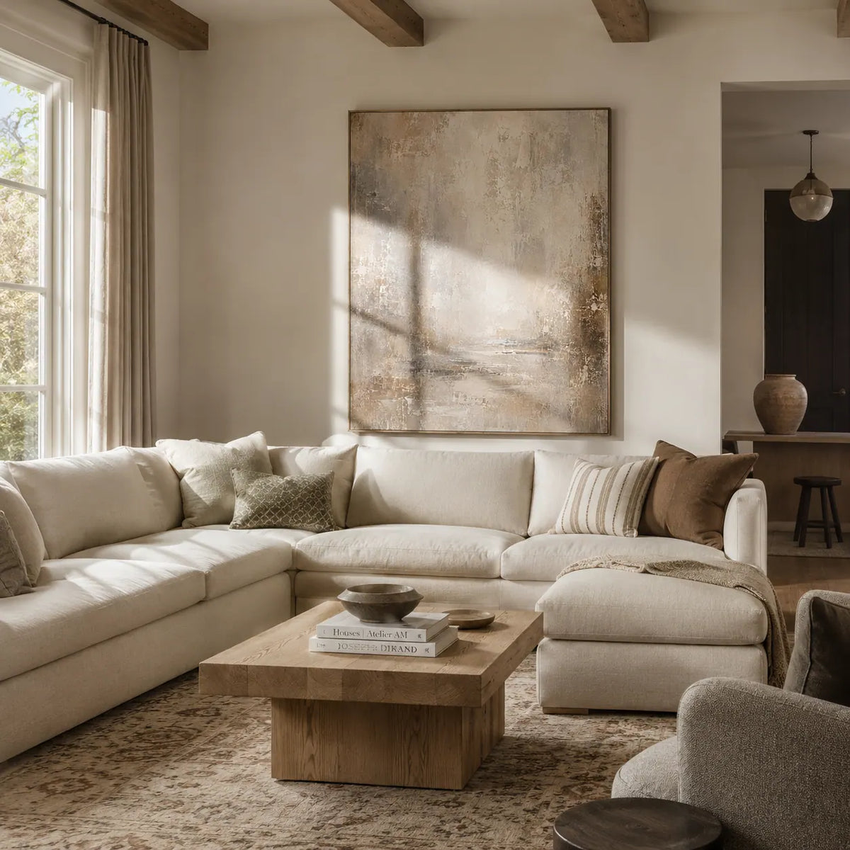 Quiet Linen Textured Wall Art room scene 2 | Olyrel