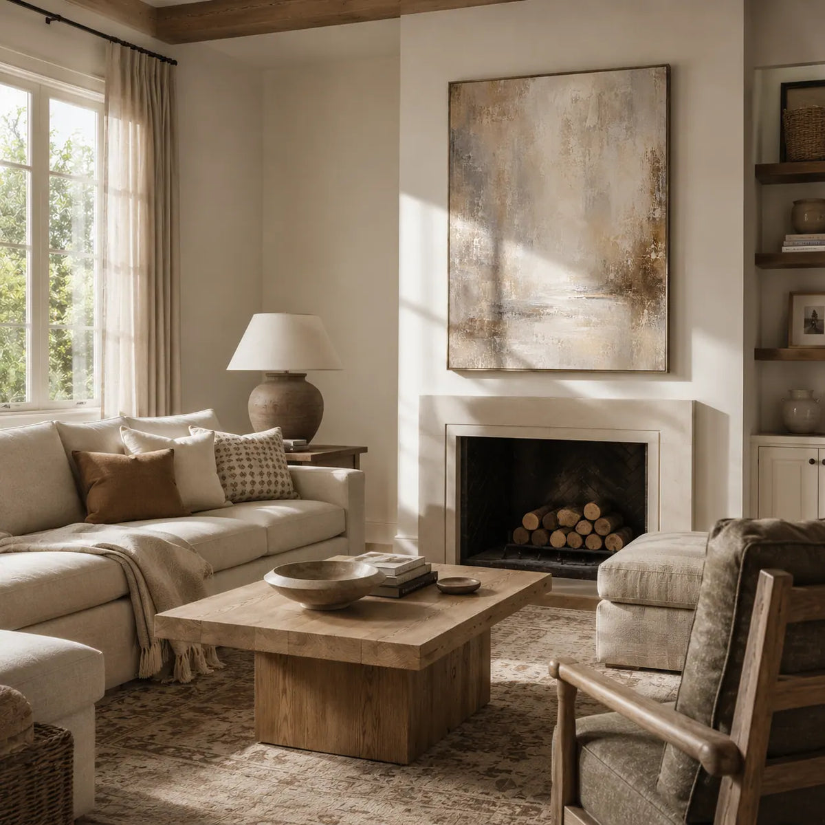 Quiet Linen Textured Wall Art room scene 3 | Olyrel