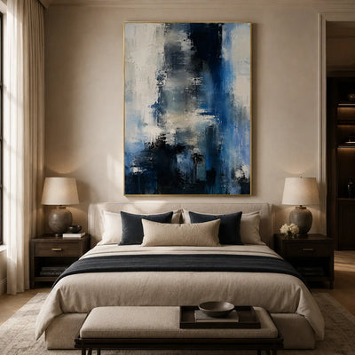 Blue Rift Abstract Wall Art room scene 5 | Olyrel