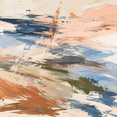 Peach Current Abstract Wall Art room scene 1 | Olyrel
