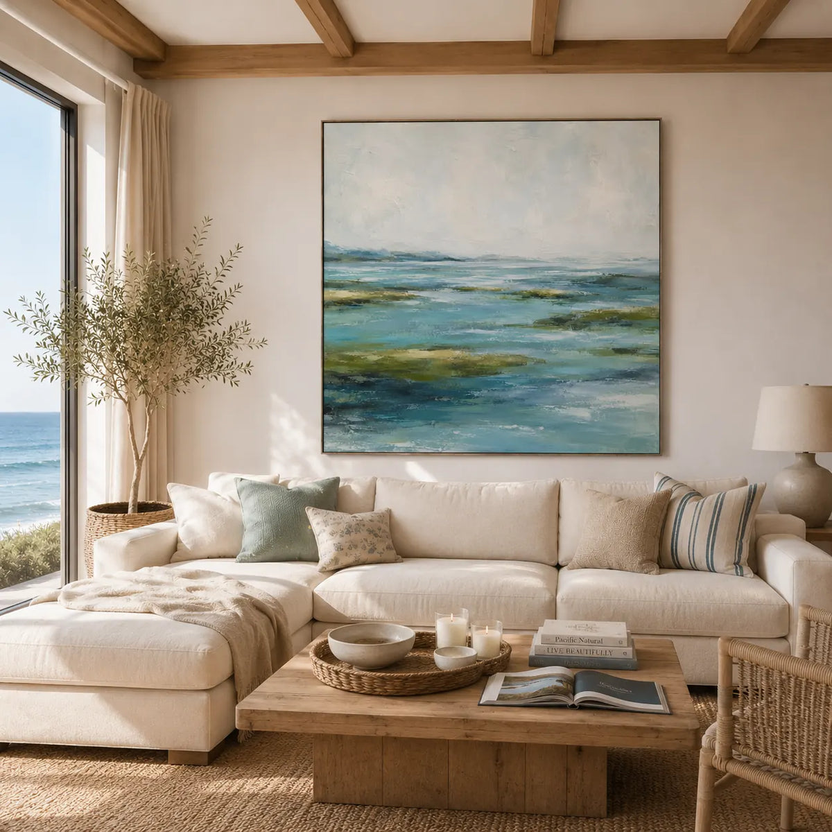 Sea Glass Landscape Wall Art room scene 2 | Olyrel
