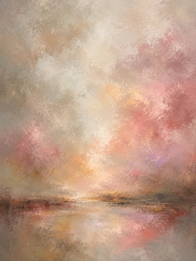 Blush Glow Abstract Wall Art room scene 1 | Olyrel