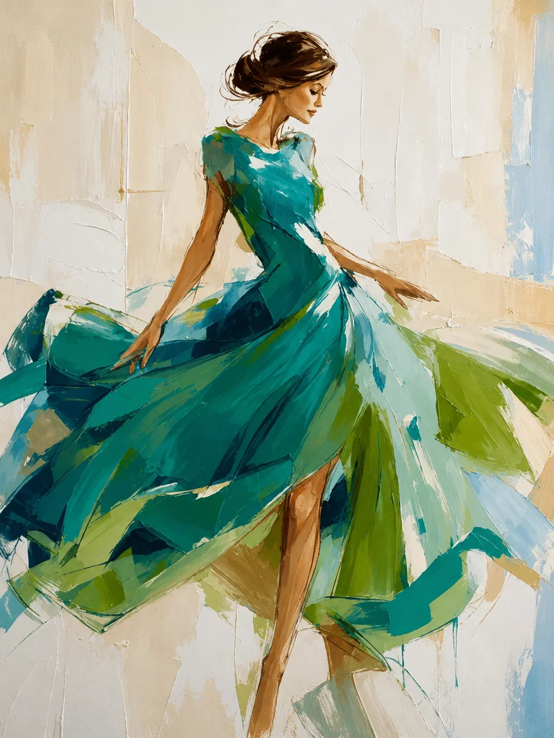 Original artwork view of Emerald Dancer Figure Wall Art | Olyrel