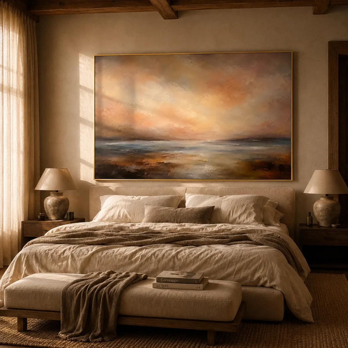Rosewater Horizon Landscape Wall Art room scene 5 | Olyrel