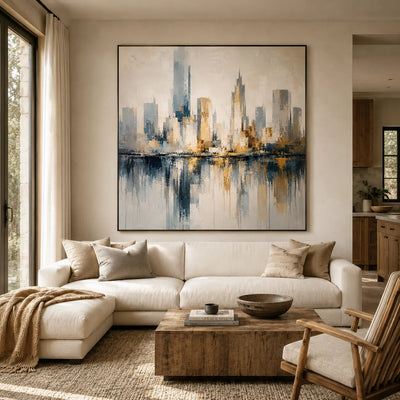 Harbor Skyline Cityscape Wall Art room scene 2 | Olyrel