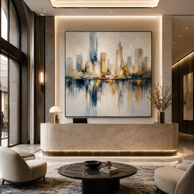 Harbor Skyline Cityscape Wall Art room scene 6 | Olyrel