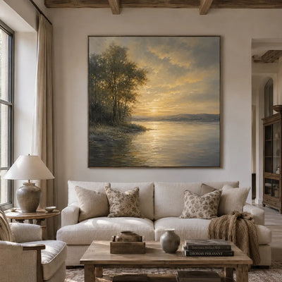 Golden Shore Landscape Wall Art room scene 3 | Olyrel