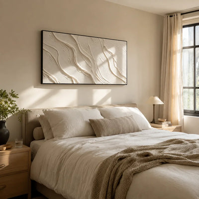 Soft Waves Textured Wall Art styled in a contemporary entryway | Olyrel
