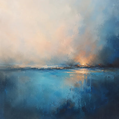 Blue Rain Seascape Wall Art room scene 1 | Olyrel