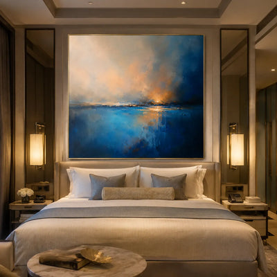 Blue Rain Seascape Wall Art room scene 6 | Olyrel