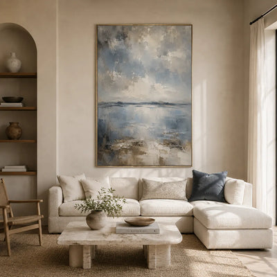 Silver Mist Seascape Wall Art room scene 2 | Olyrel
