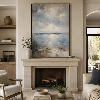 Silver Mist Seascape Wall Art room scene 3 | Olyrel