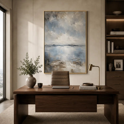 Silver Mist Seascape Wall Art room scene 4 | Olyrel