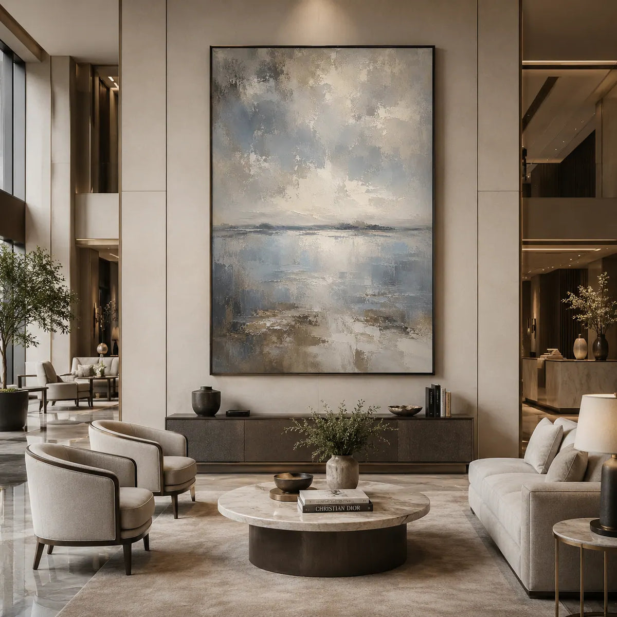 Silver Mist Seascape Wall Art room scene 5 | Olyrel