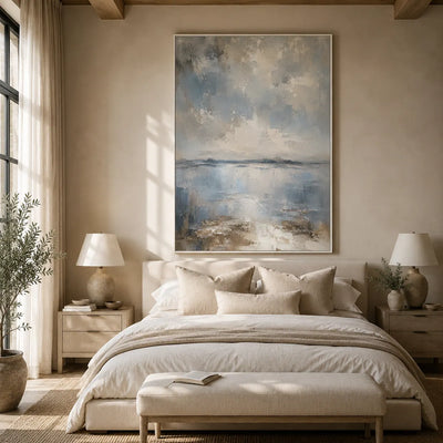 Silver Mist Seascape Wall Art room scene 6 | Olyrel