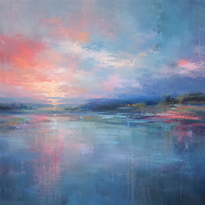 Coral Sky Seascape Wall Art room scene 1 | Olyrel