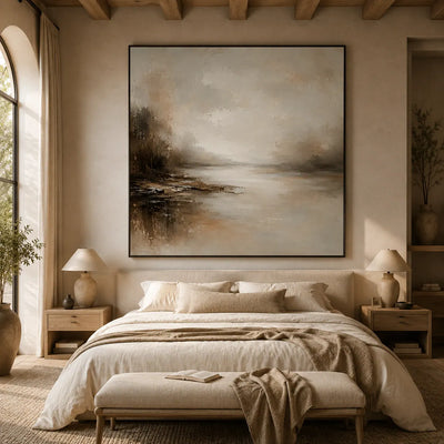 Soft Harbor Landscape Wall Art room scene 2 | Olyrel